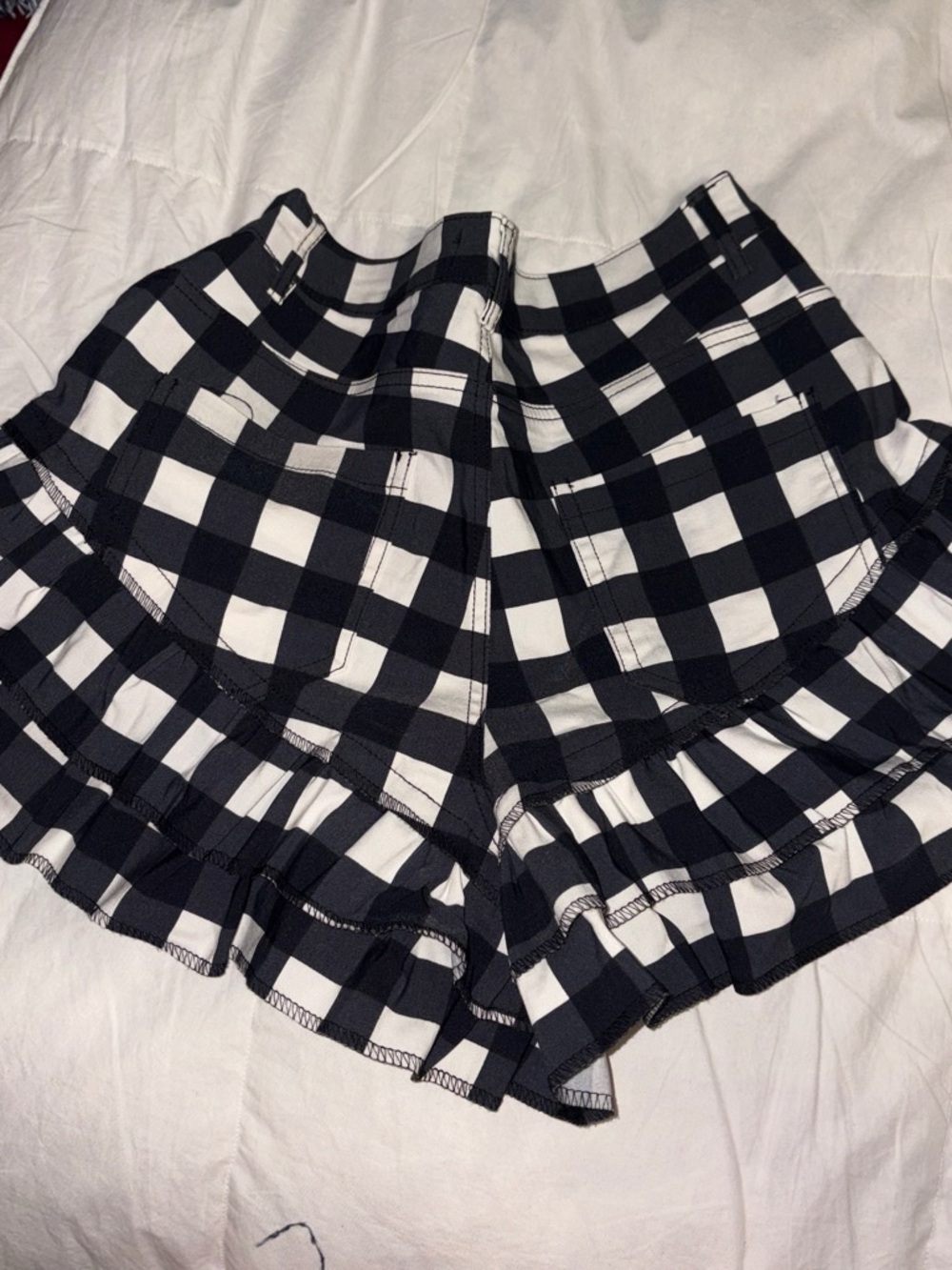 Checkered Ruffle Women's Shorts - Picture 3 of 3